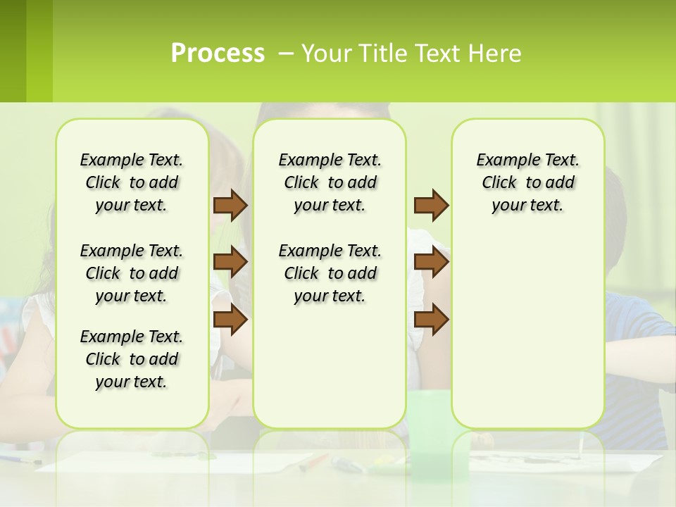 A Woman Sitting At A Table With Two Children PowerPoint Template