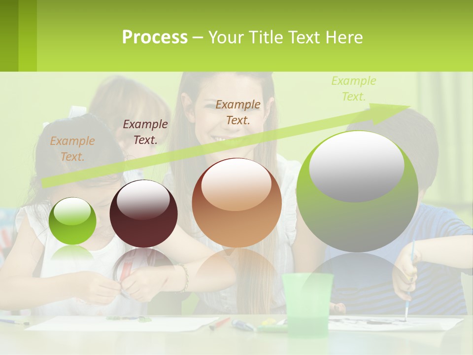 A Woman Sitting At A Table With Two Children PowerPoint Template