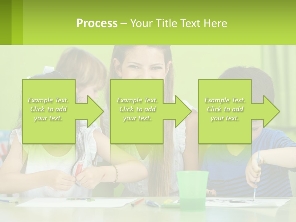 A Woman Sitting At A Table With Two Children PowerPoint Template