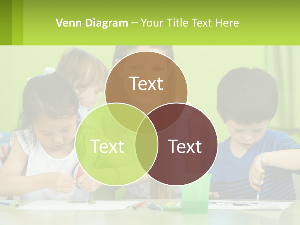 A Woman Sitting At A Table With Two Children PowerPoint Template