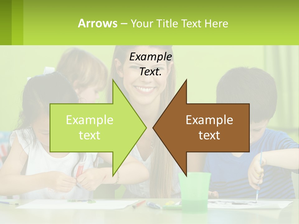 A Woman Sitting At A Table With Two Children PowerPoint Template