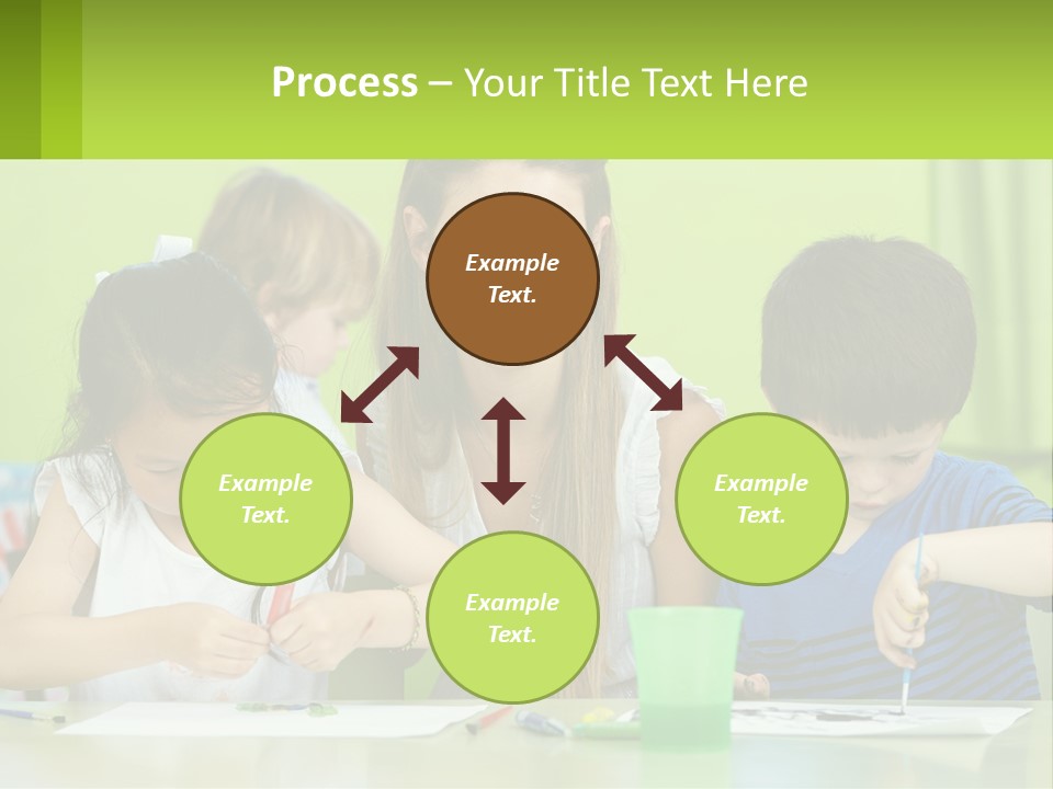 A Woman Sitting At A Table With Two Children PowerPoint Template