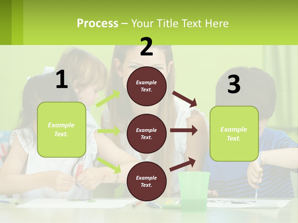 A Woman Sitting At A Table With Two Children PowerPoint Template