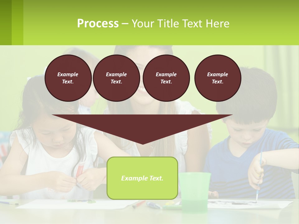A Woman Sitting At A Table With Two Children PowerPoint Template