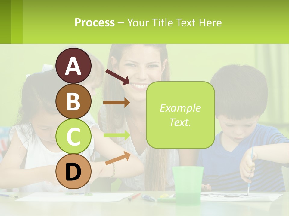 A Woman Sitting At A Table With Two Children PowerPoint Template