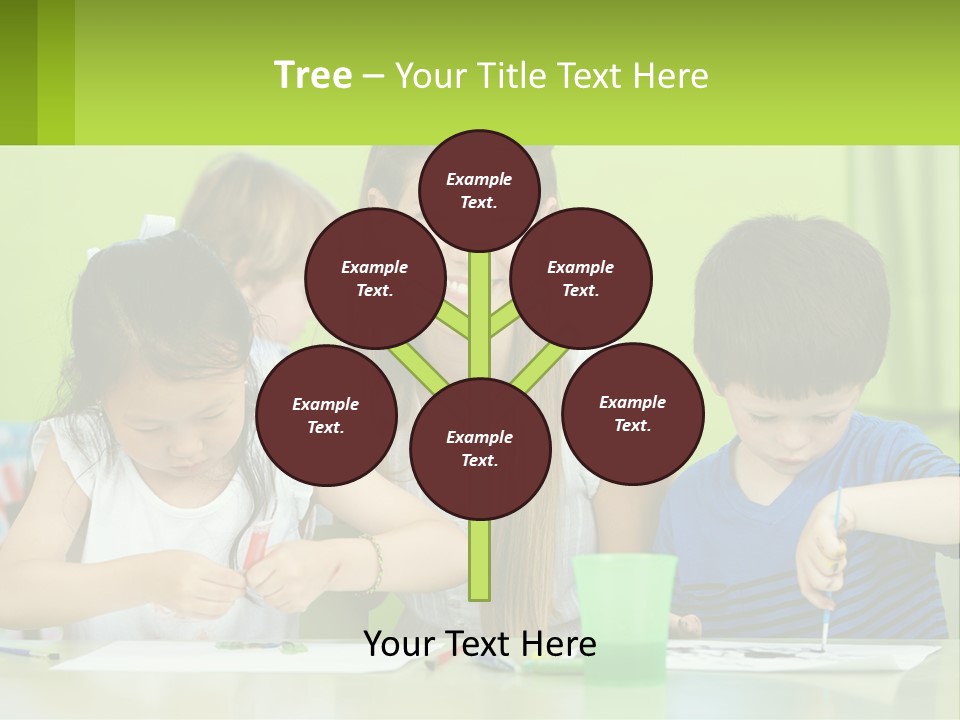 A Woman Sitting At A Table With Two Children PowerPoint Template