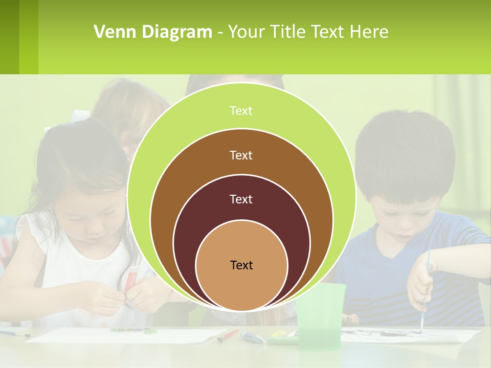 A Woman Sitting At A Table With Two Children PowerPoint Template