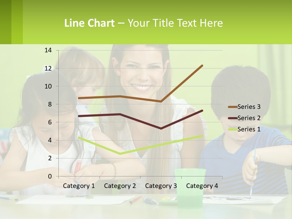 A Woman Sitting At A Table With Two Children PowerPoint Template