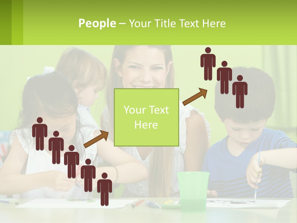A Woman Sitting At A Table With Two Children PowerPoint Template