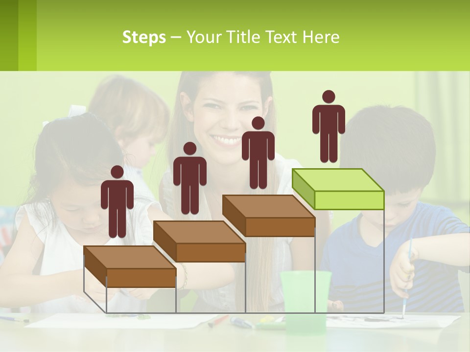 A Woman Sitting At A Table With Two Children PowerPoint Template