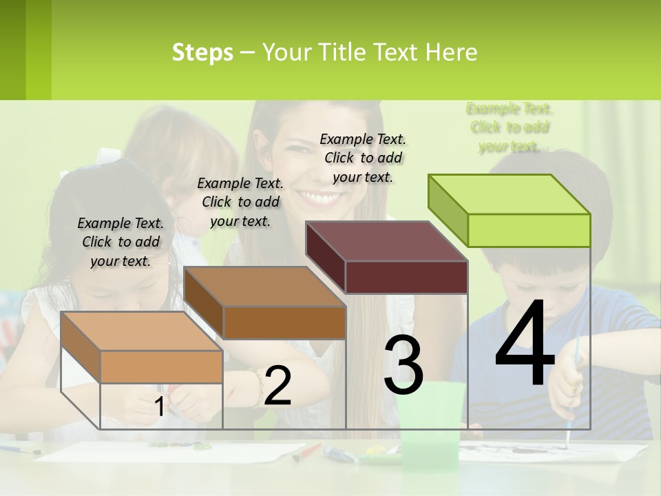 A Woman Sitting At A Table With Two Children PowerPoint Template