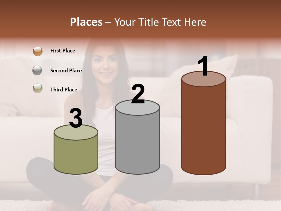 A Woman Sitting On The Floor In Front Of A Couch PowerPoint Template