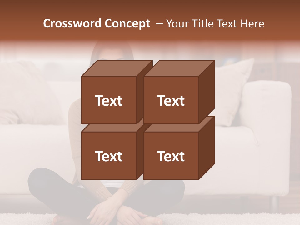 A Woman Sitting On The Floor In Front Of A Couch PowerPoint Template