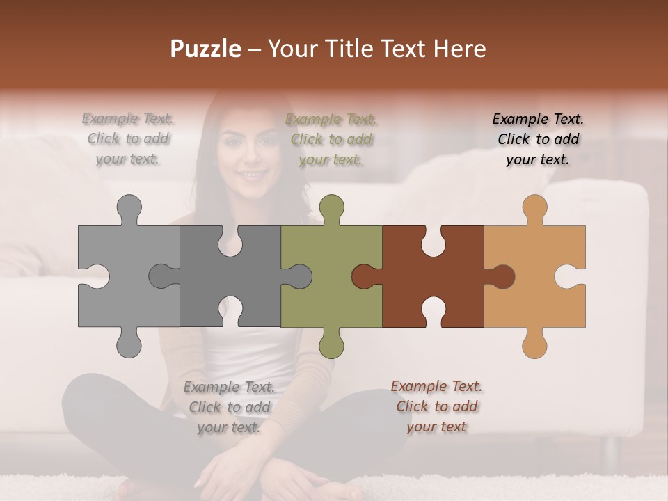 A Woman Sitting On The Floor In Front Of A Couch PowerPoint Template