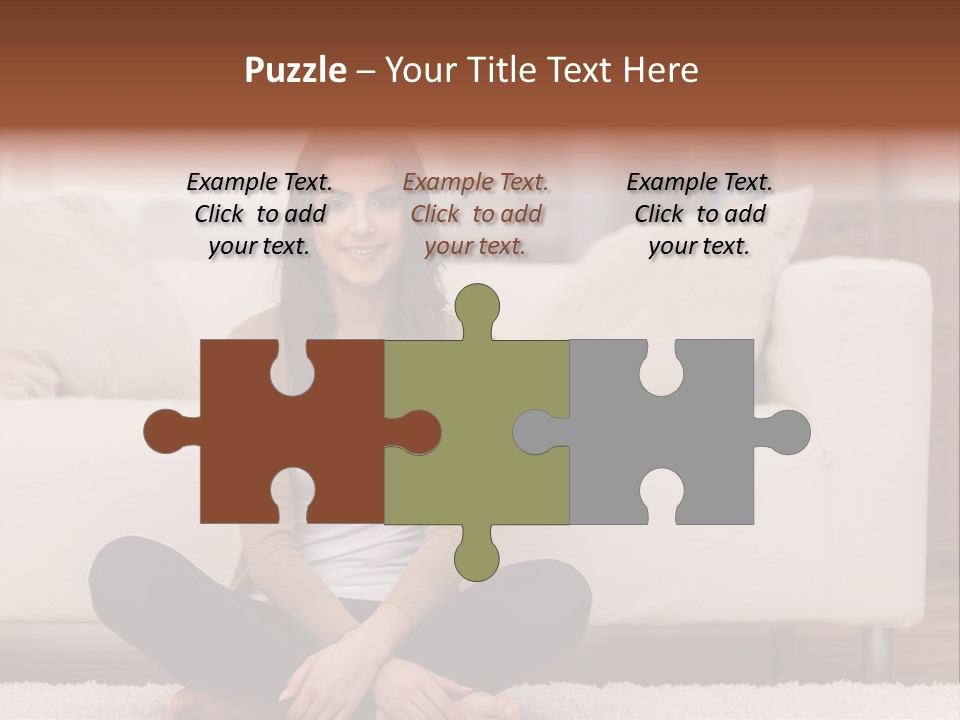 A Woman Sitting On The Floor In Front Of A Couch PowerPoint Template