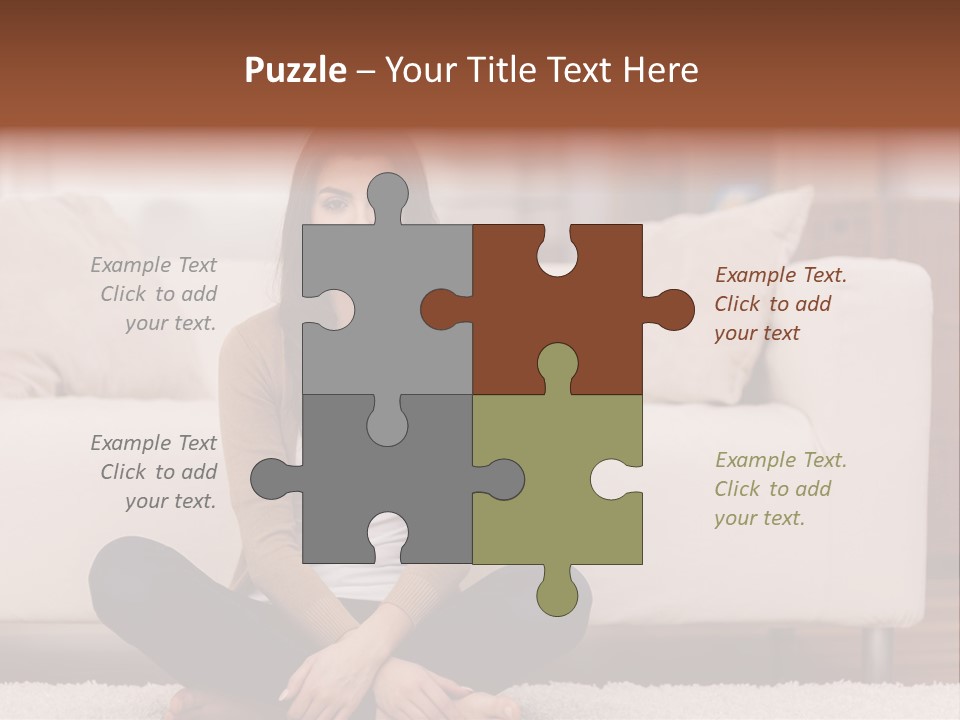 A Woman Sitting On The Floor In Front Of A Couch PowerPoint Template