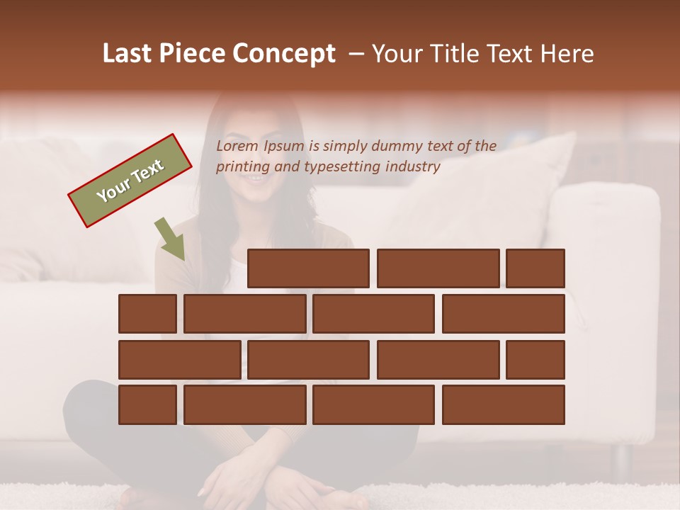 A Woman Sitting On The Floor In Front Of A Couch PowerPoint Template