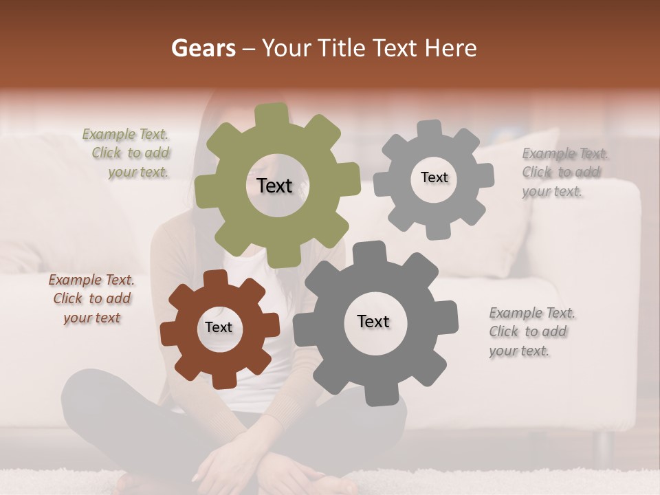 A Woman Sitting On The Floor In Front Of A Couch PowerPoint Template