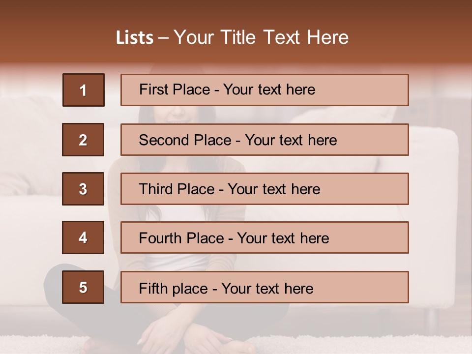 A Woman Sitting On The Floor In Front Of A Couch PowerPoint Template