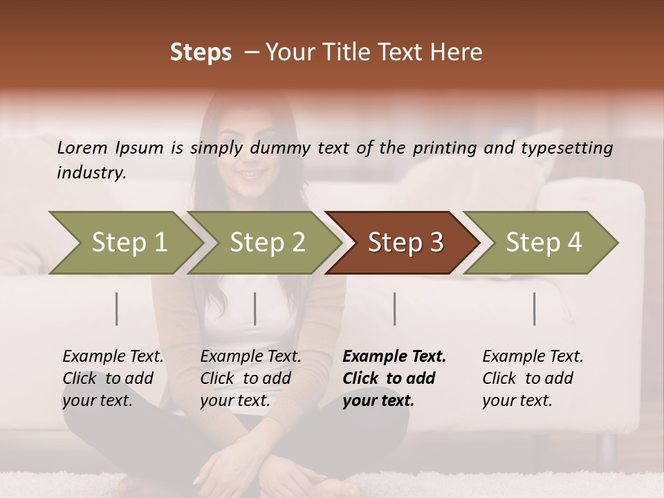 A Woman Sitting On The Floor In Front Of A Couch PowerPoint Template