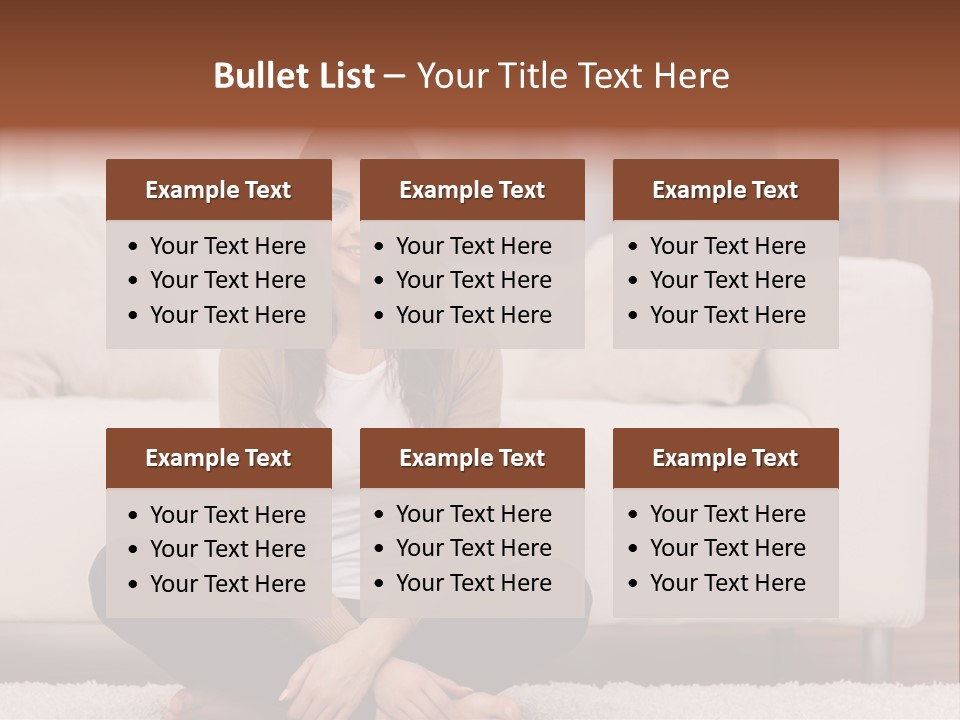 A Woman Sitting On The Floor In Front Of A Couch PowerPoint Template