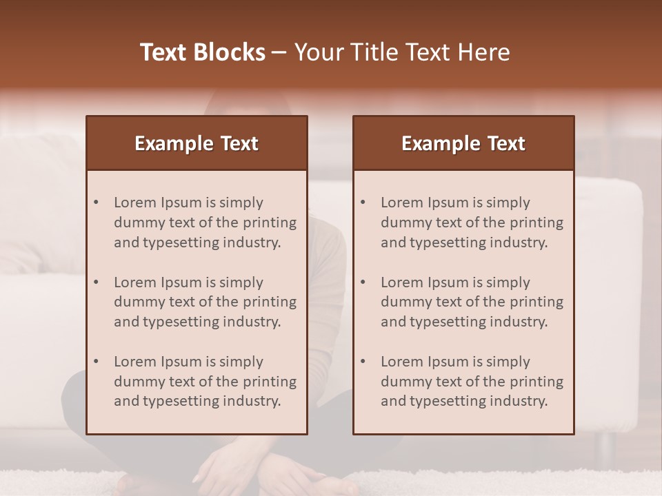 A Woman Sitting On The Floor In Front Of A Couch PowerPoint Template