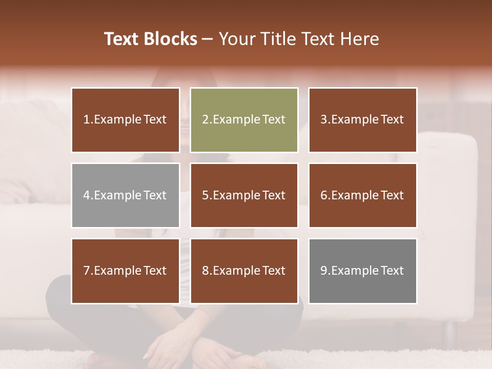 A Woman Sitting On The Floor In Front Of A Couch PowerPoint Template