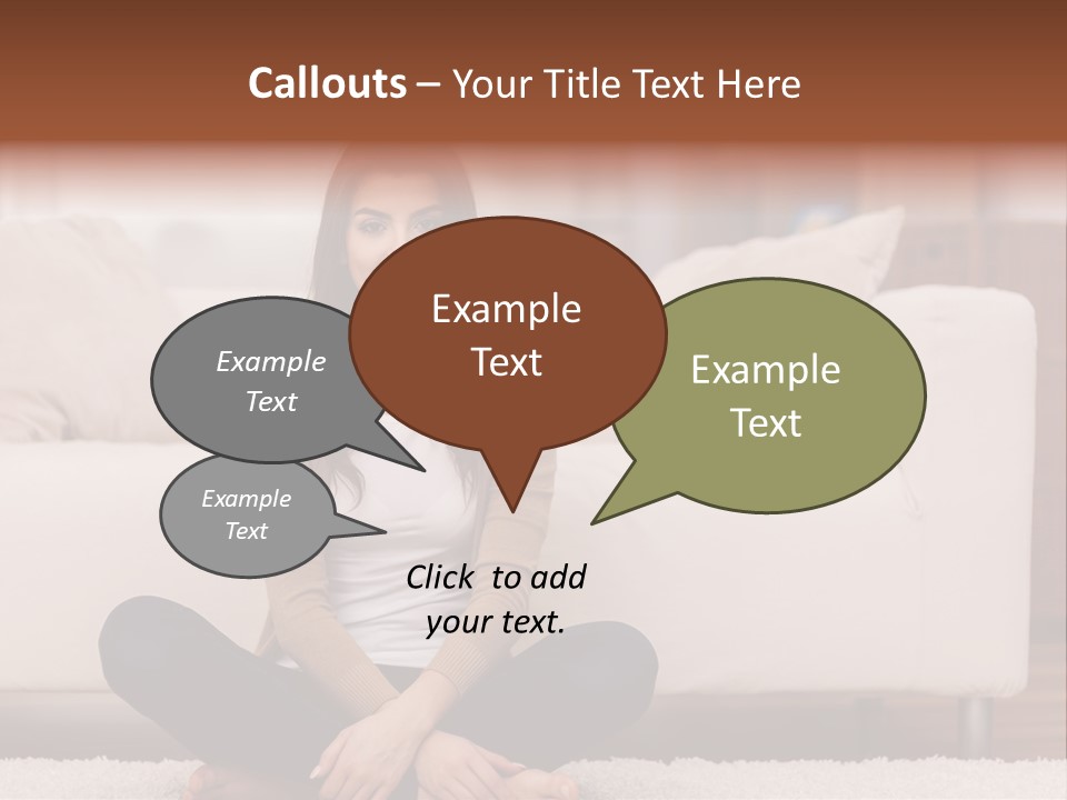 A Woman Sitting On The Floor In Front Of A Couch PowerPoint Template