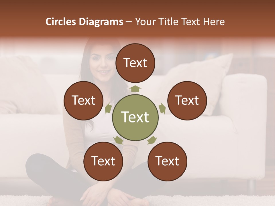 A Woman Sitting On The Floor In Front Of A Couch PowerPoint Template