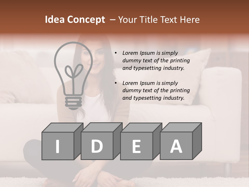 A Woman Sitting On The Floor In Front Of A Couch PowerPoint Template