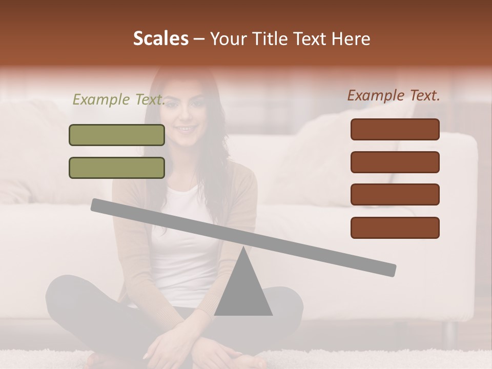 A Woman Sitting On The Floor In Front Of A Couch PowerPoint Template