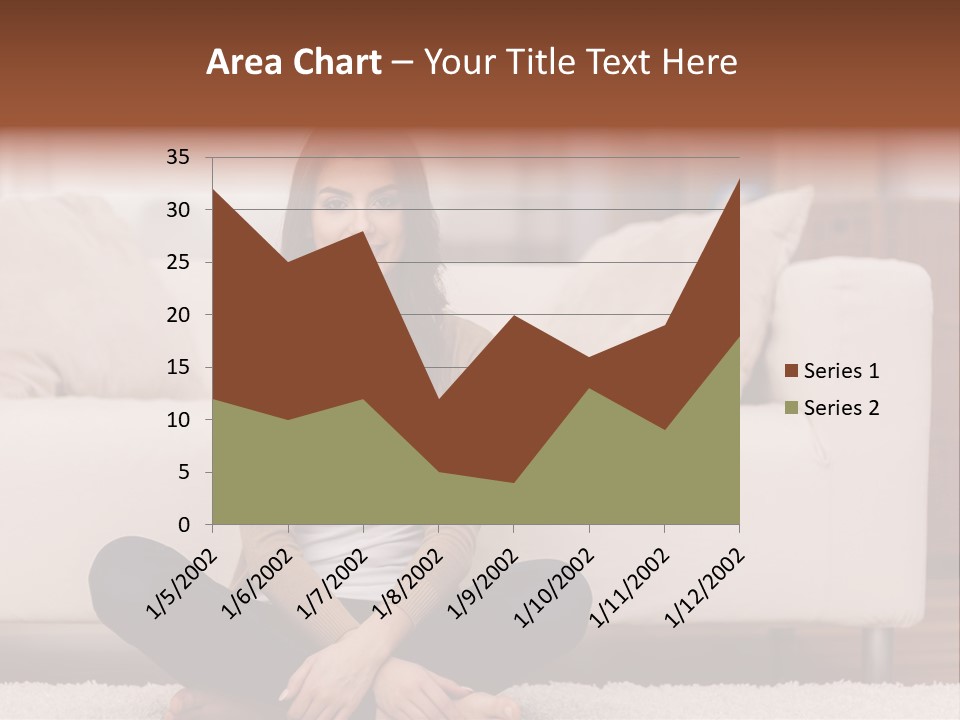 A Woman Sitting On The Floor In Front Of A Couch PowerPoint Template