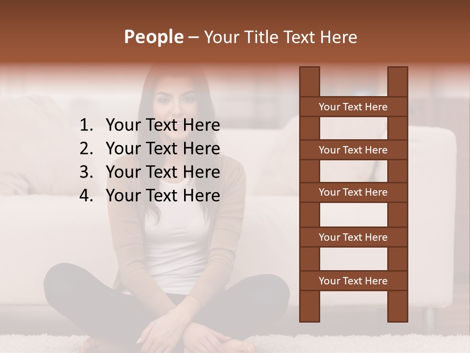 A Woman Sitting On The Floor In Front Of A Couch PowerPoint Template
