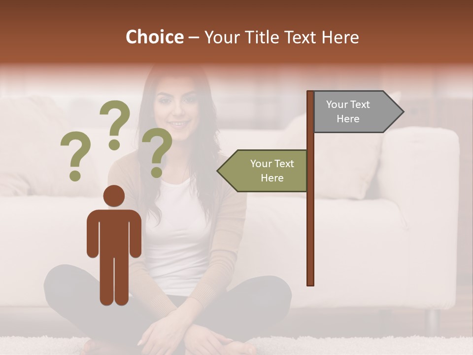 A Woman Sitting On The Floor In Front Of A Couch PowerPoint Template
