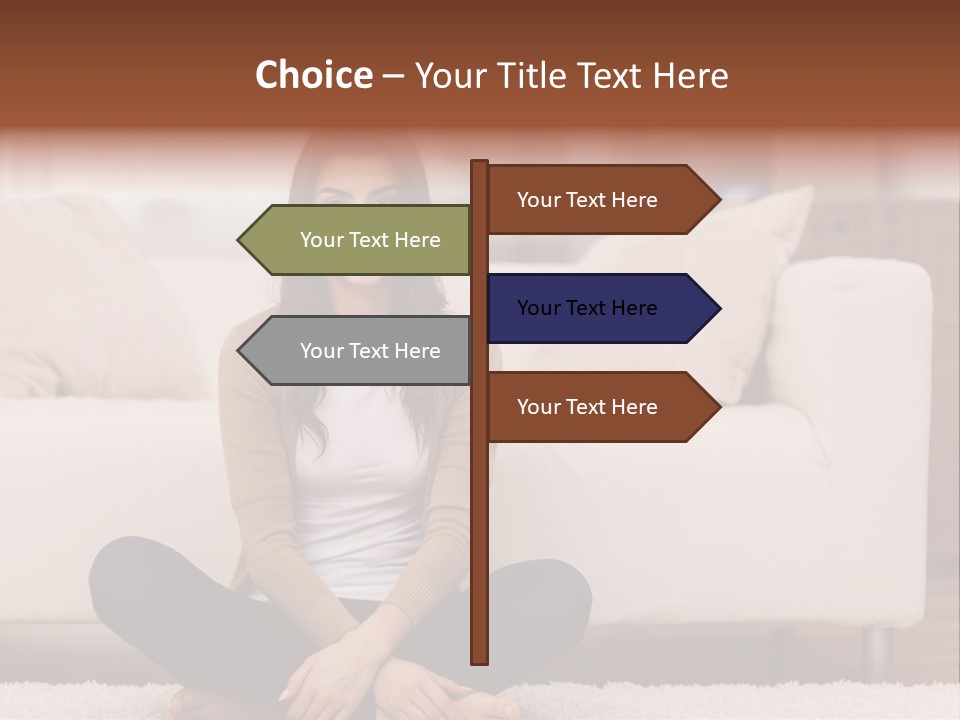 A Woman Sitting On The Floor In Front Of A Couch PowerPoint Template