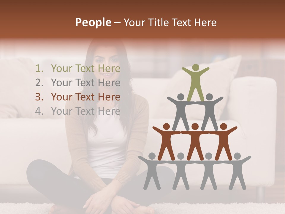 A Woman Sitting On The Floor In Front Of A Couch PowerPoint Template