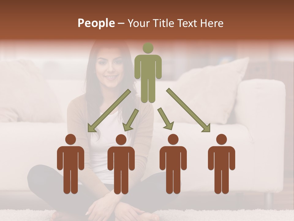 A Woman Sitting On The Floor In Front Of A Couch PowerPoint Template