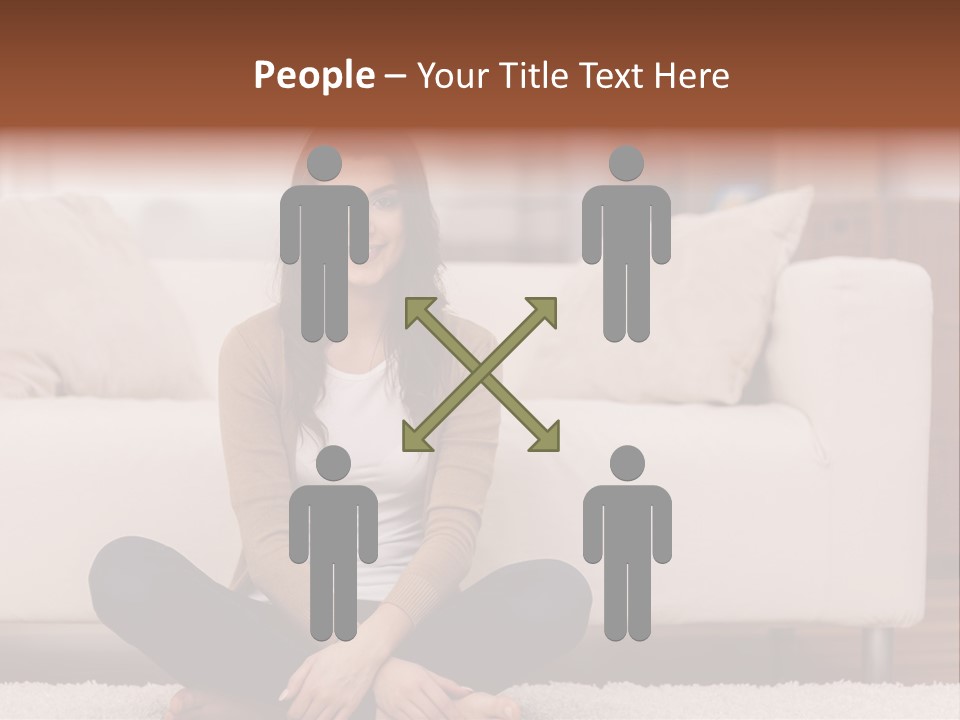 A Woman Sitting On The Floor In Front Of A Couch PowerPoint Template