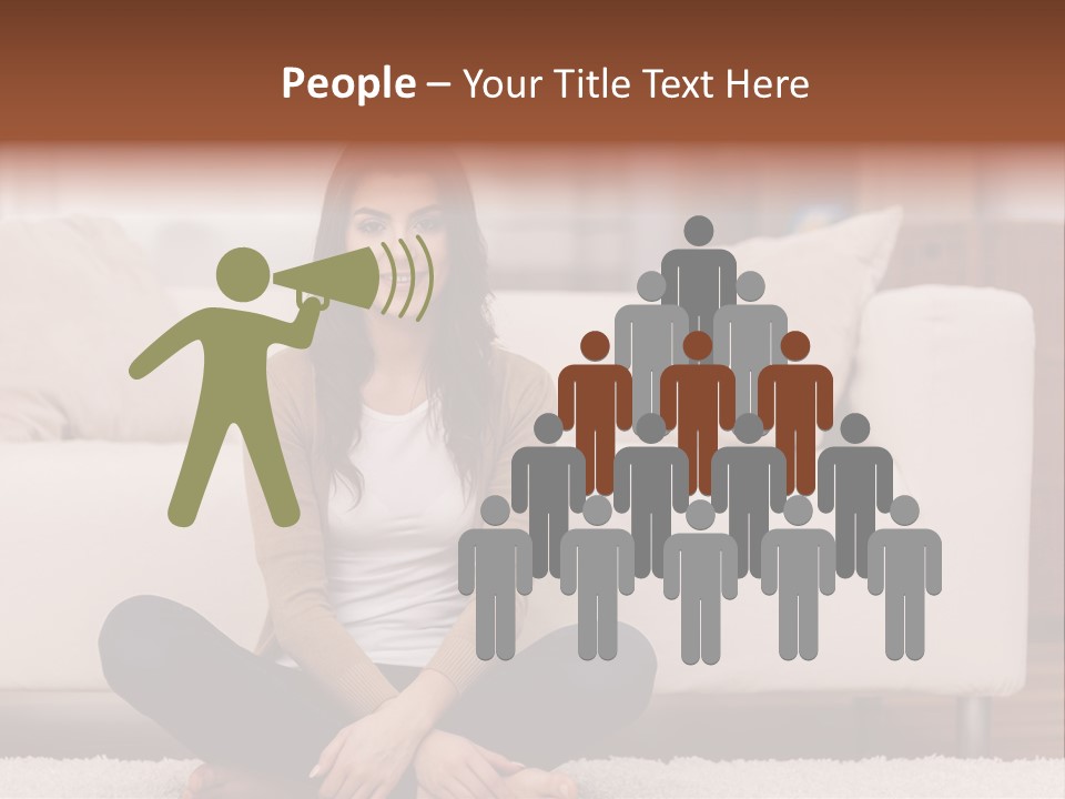 A Woman Sitting On The Floor In Front Of A Couch PowerPoint Template
