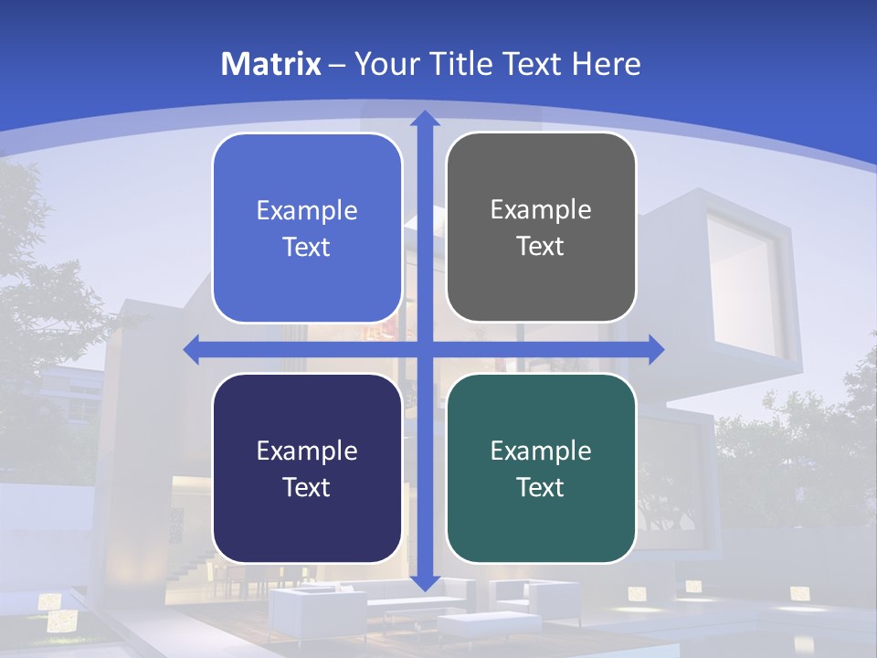 A Modern House With A Pool In Front Of It PowerPoint Template