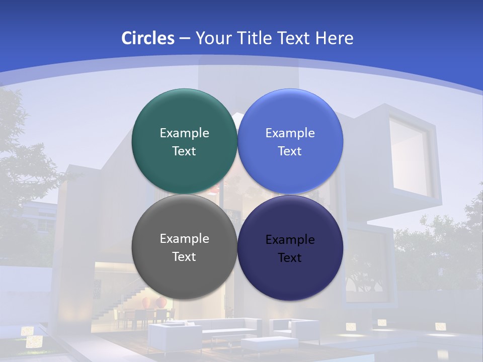 A Modern House With A Pool In Front Of It PowerPoint Template