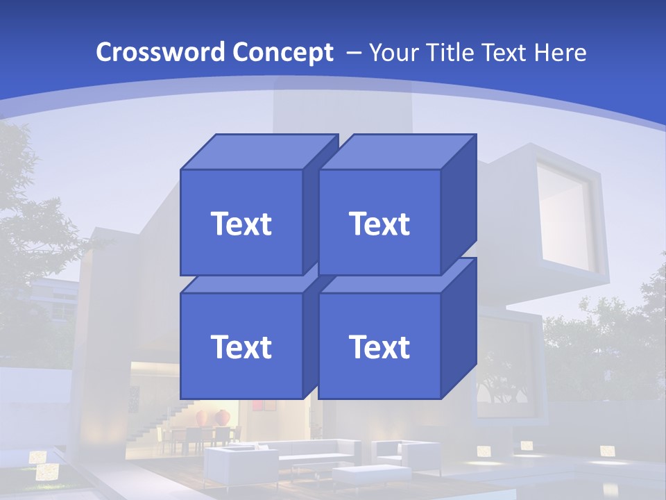 A Modern House With A Pool In Front Of It PowerPoint Template