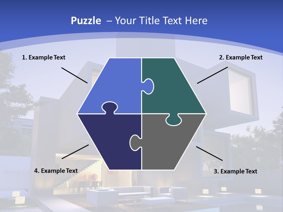 A Modern House With A Pool In Front Of It PowerPoint Template