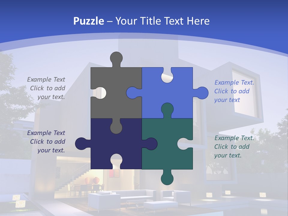 A Modern House With A Pool In Front Of It PowerPoint Template