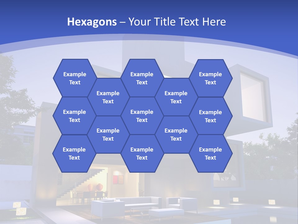 A Modern House With A Pool In Front Of It PowerPoint Template