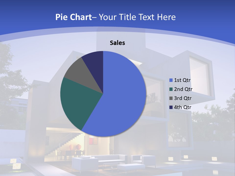 A Modern House With A Pool In Front Of It PowerPoint Template