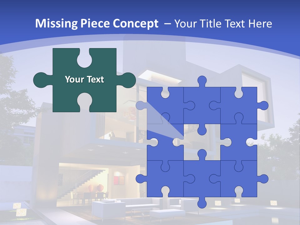 A Modern House With A Pool In Front Of It PowerPoint Template