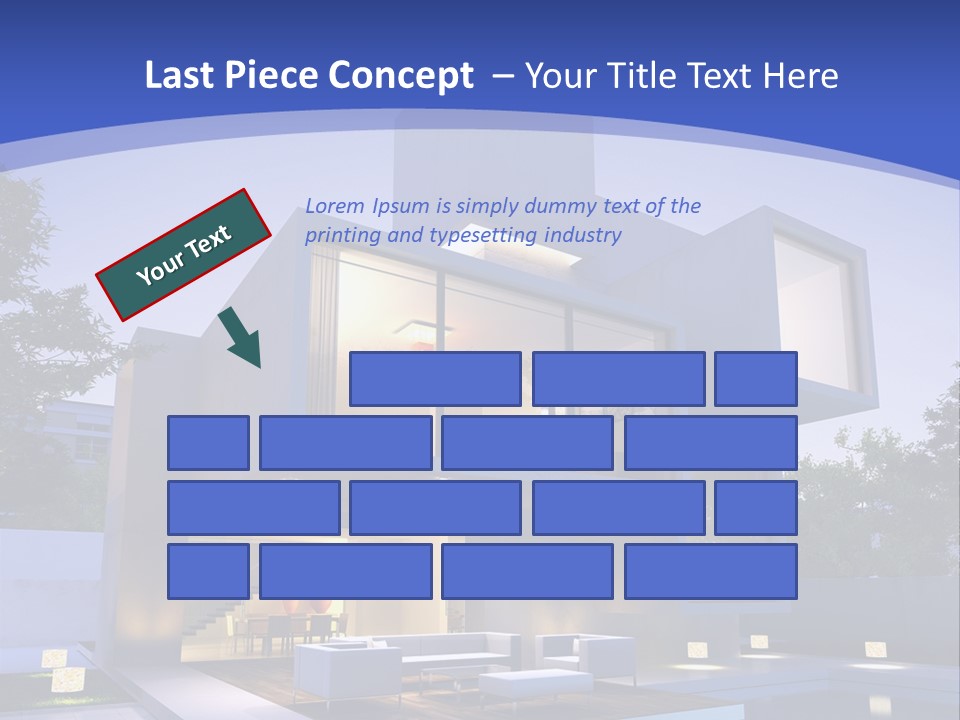 A Modern House With A Pool In Front Of It PowerPoint Template