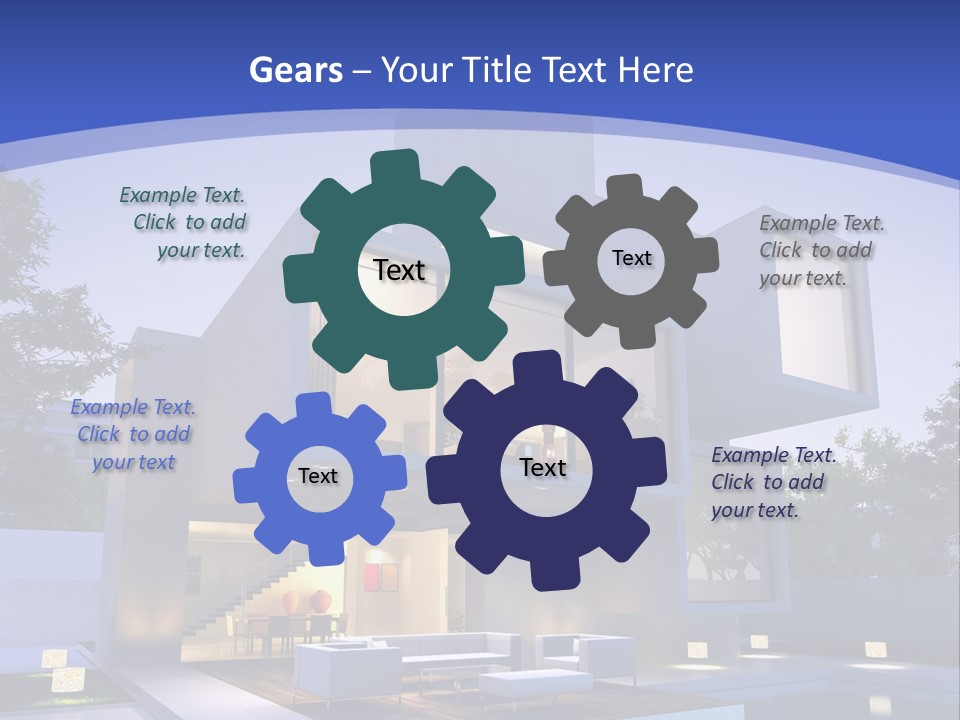 A Modern House With A Pool In Front Of It PowerPoint Template