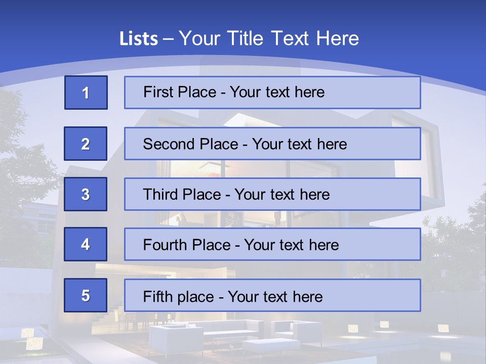 A Modern House With A Pool In Front Of It PowerPoint Template